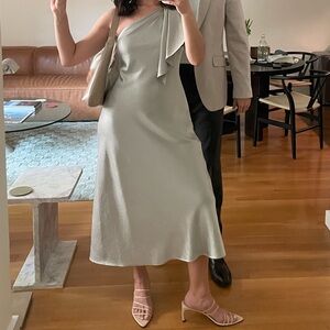 Ralph Lauren Green Midi One-Shoulder Dress